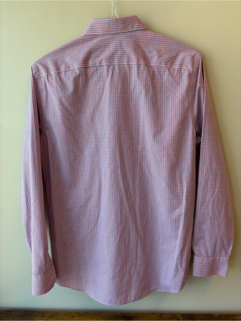 Banana Republic Men's Slim-Fit Blue and Red Micro-Check Dress Shirt